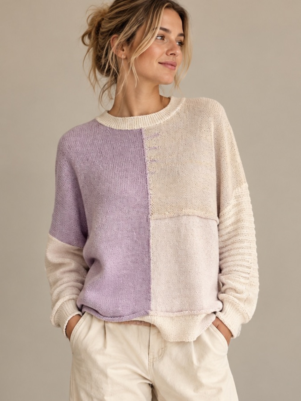 NWT - Mystree Colour Block Pullover in Lilac Combo